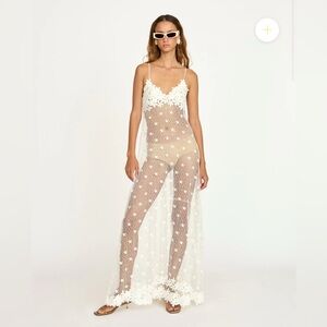 White Floral Sheer Maxi Dress